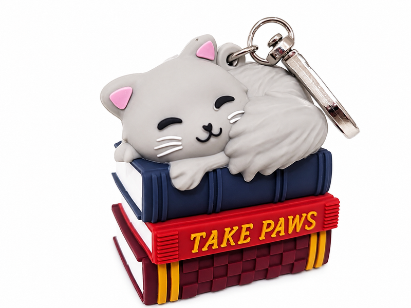 holder de gatito con libros