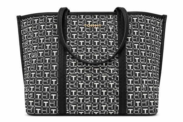 bolso tote Tommy negra con blanco