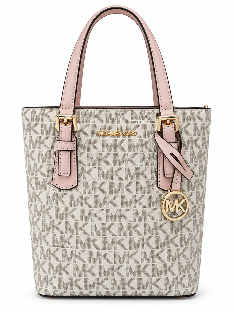 bolso blanco con rosa tipo cross mk